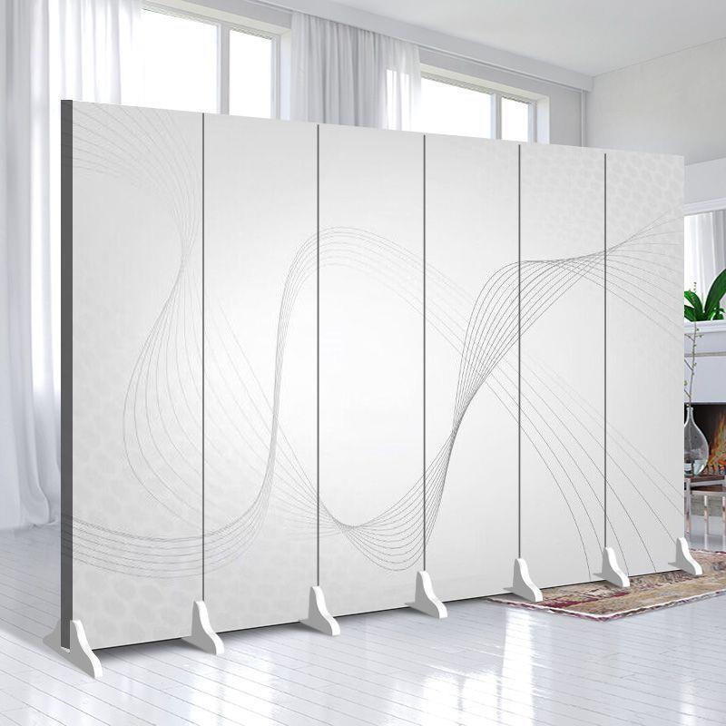 办公室屏风隔断折叠移动l现代简约家用客厅玄关遮挡纯白色