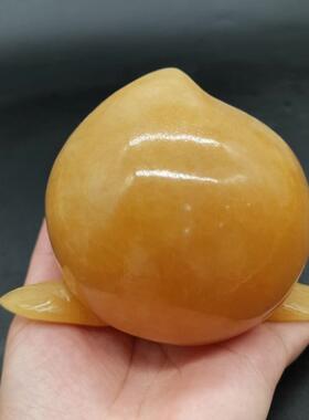天然米黄玉桃子摆件桃李满天下寿桃长命百岁家居装饰品桌面摆件