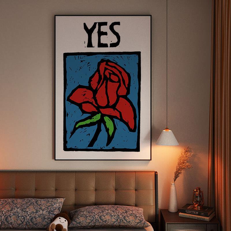 say yes| 情人节 复古浪漫玫瑰 我愿意与你共度一生浪漫装饰挂画