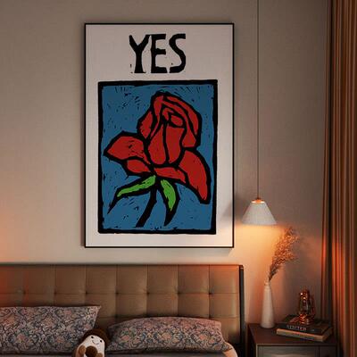 say yes| 情人节 复古浪漫玫瑰 我愿意与你共度一生浪漫装饰挂画
