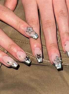24pcs sweet cool y2k style ballet false nails with glue acry