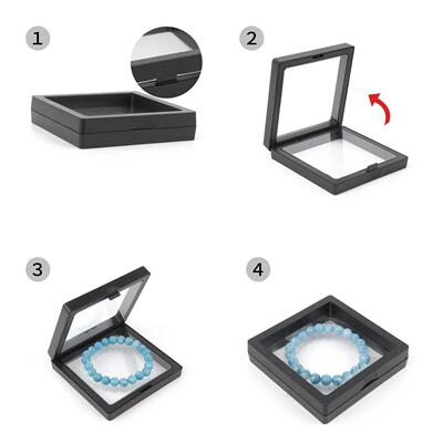 PE Film Black Jewelry Storage Box 3D Packaging Case Gemstone