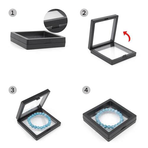 PE Film Black Jewelry Storage Box 3D Packaging Case Gemstone