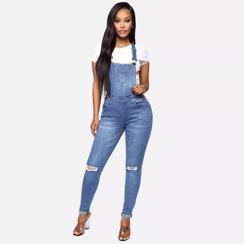 Women's ripped jeans and overalls 女款破洞牛仔裤背带裤