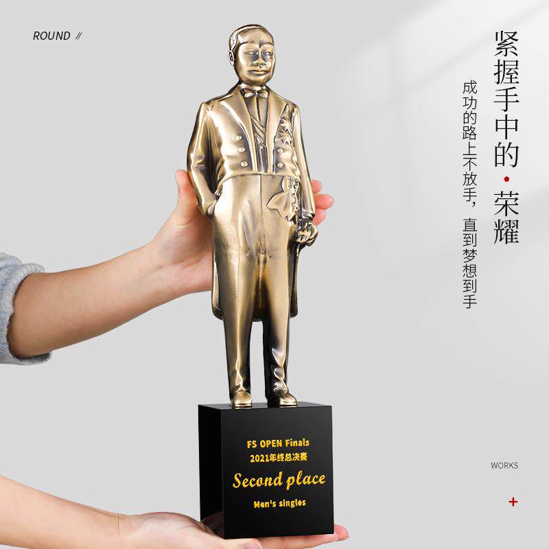 鲁班奖小金人奖杯建筑工程奖杯金属材质詹天佑