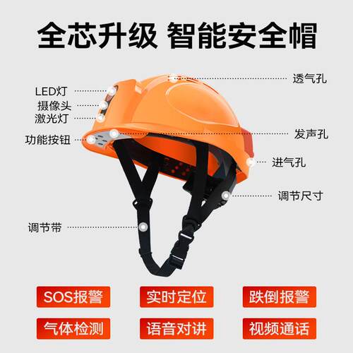 4G智安全帽远程控定位对讲拍照摄像充PQO电工地监力工电程能安全