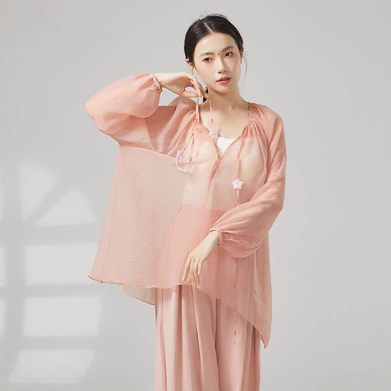 古典舞蹈服飘逸身韵纱衣中国舞练功服现代舞宽松训练服上衣