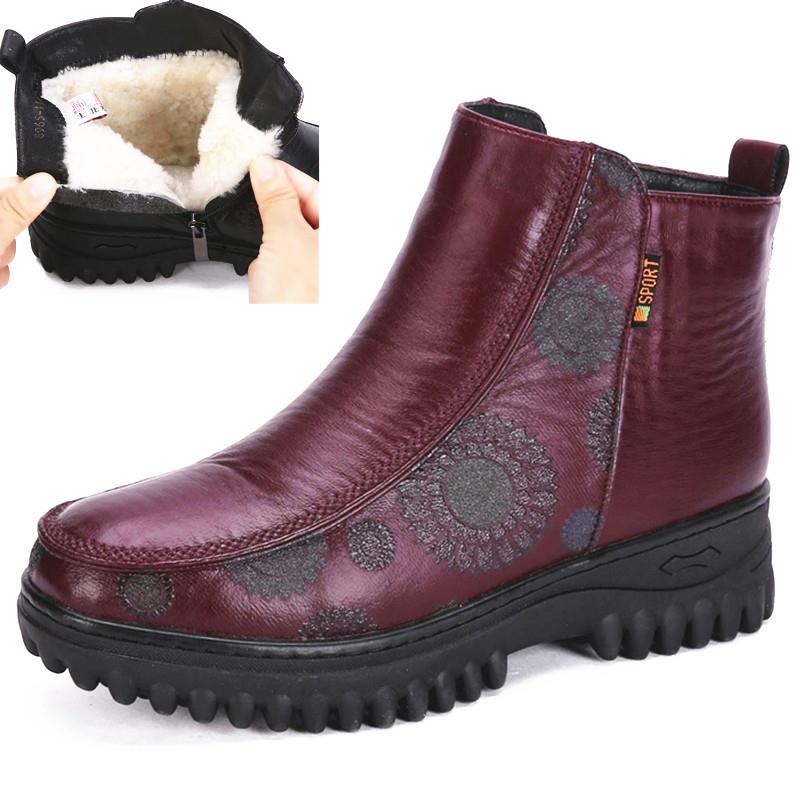 高档羊内里毛女靴老北京加布鞋棉鞋绒加厚女防滑中年妈妈鞋女冬款