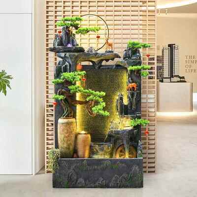 假山庭院水幕墙关水喷泉循环水造景观鱼缸装饰流玄招FIF财水轮摆