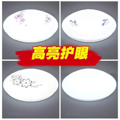 全白LED家用吸顶灯圆形卧室灯现代简约客厅灯阳台厨卫灯饰灯具