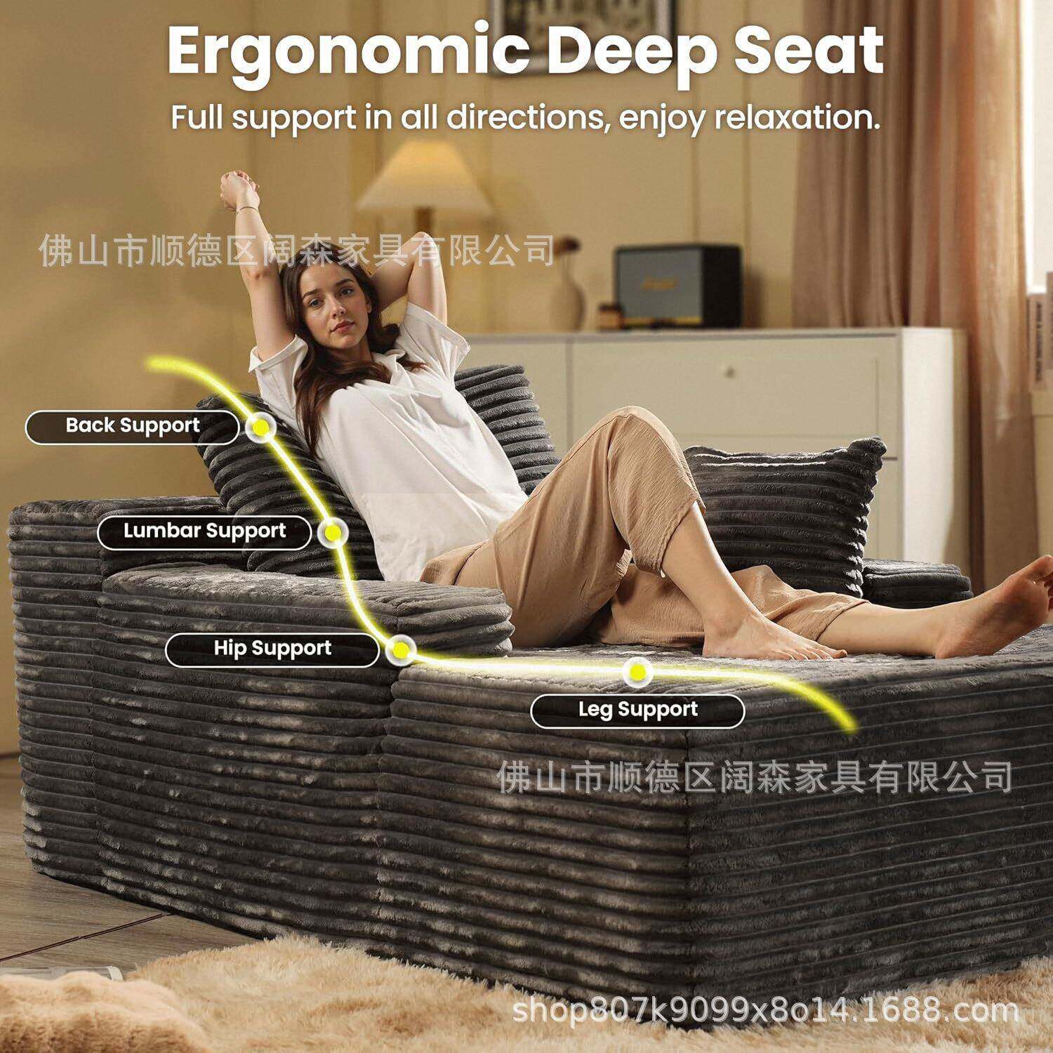 跨境真空压缩沙发客厅别墅卧室电影院躺椅布艺大条纹懒人沙发床