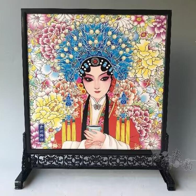 景德镇陶瓷器仿古粉彩绘鸿运座屏瓷板画摆件九龙壁挂