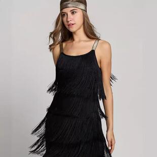 Splicing tassel sleeveless skirt dress in women's color
