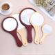 Hand Vintage Mirror Makeup Portable Round Vanity Wood