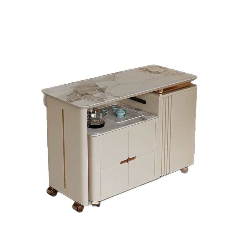 现代简约旋转岩板移动茶车家用客厅小茶桌茶台组合自动上水一体式