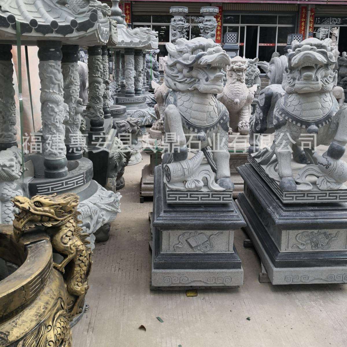 石雕麒麟石狮子瑞兽大型别墅酒店公司庭院门口摆件神兽看门护院