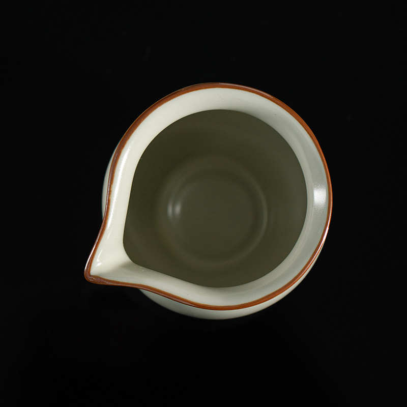 陶瓷功夫海米汝片冰黄瓷公朴裂杯茶器公道开茶宋家用茶具分杯汝窑