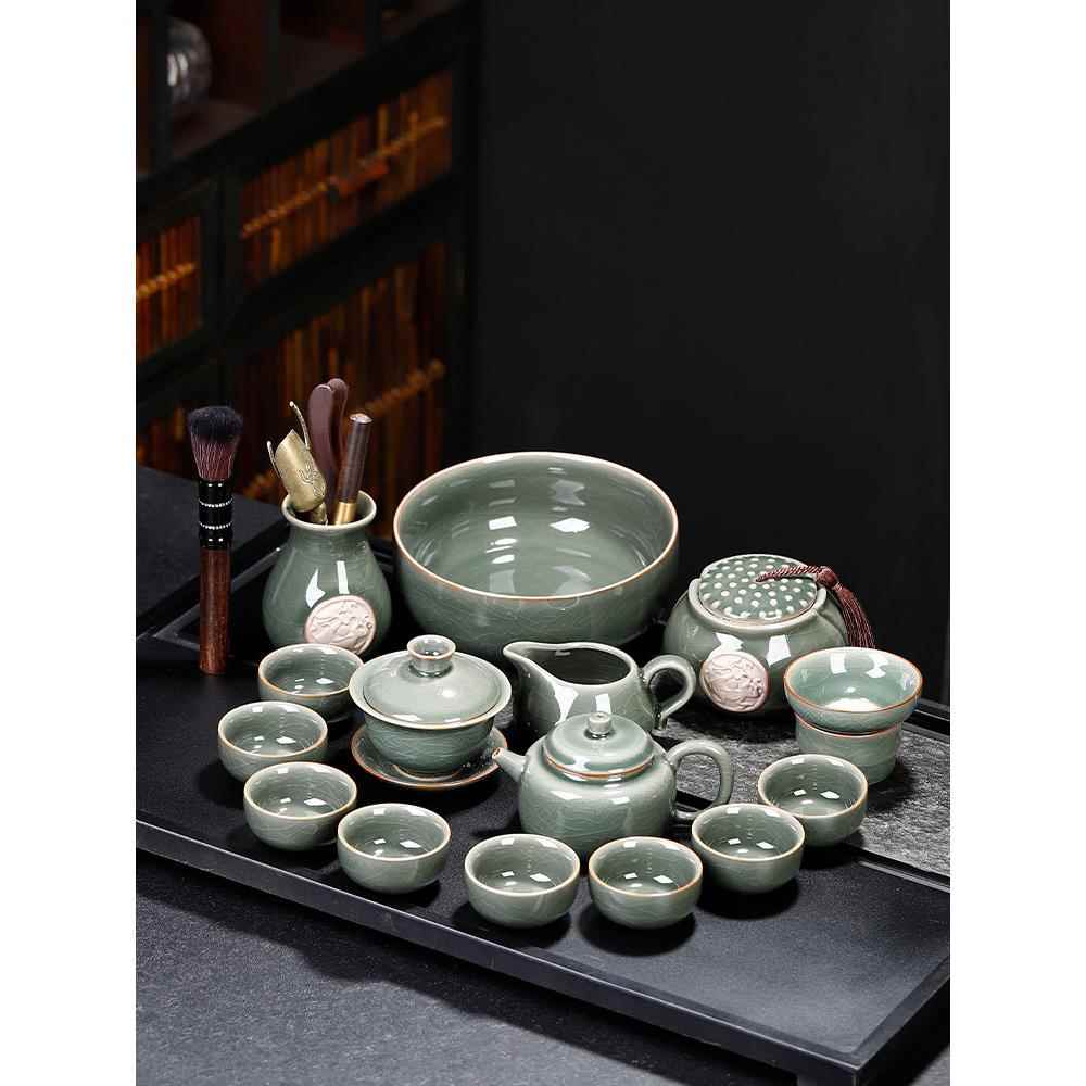 葛瑶功夫茶具家用有盖碗高端办公接待无障碍高档陶瓷茶壶茶杯礼品