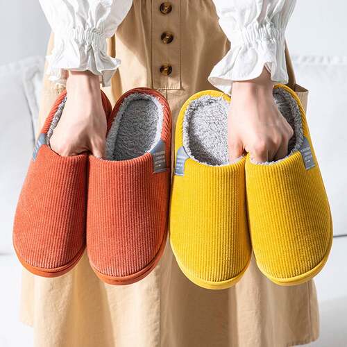 Women's Simple Cotton Slippers Autumn Winter Warm Home