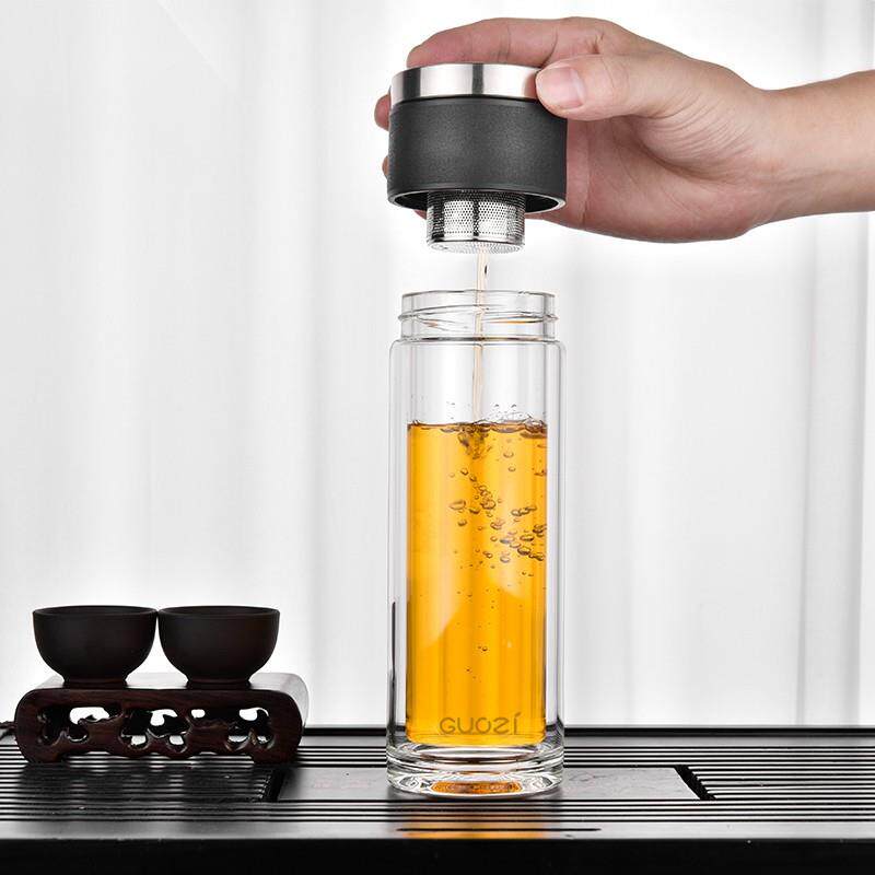 果兹商务智能温显控茶杯|GZ-S60隔茶杯茶水分离玻璃杯