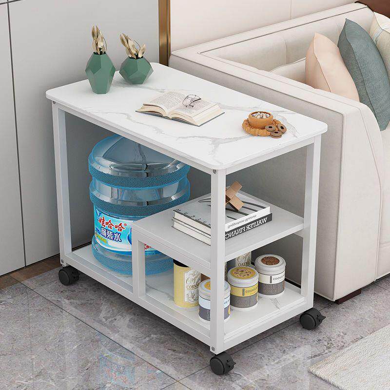 岩板小茶台桌子沙发边几侧边柜简约茶水柜可移动小茶几带轮客厅s^