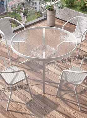 庭阳桌台小椅三件套休闲茶桌户外桌椅露天院sy-白色室外椅叠白色