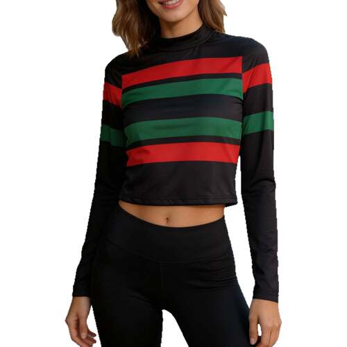 Women's Retro Color-Contrast Striped High-Neck Knitted