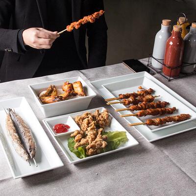 porcelain square white baking plate dinnerware陶瓷方盘烤盘子