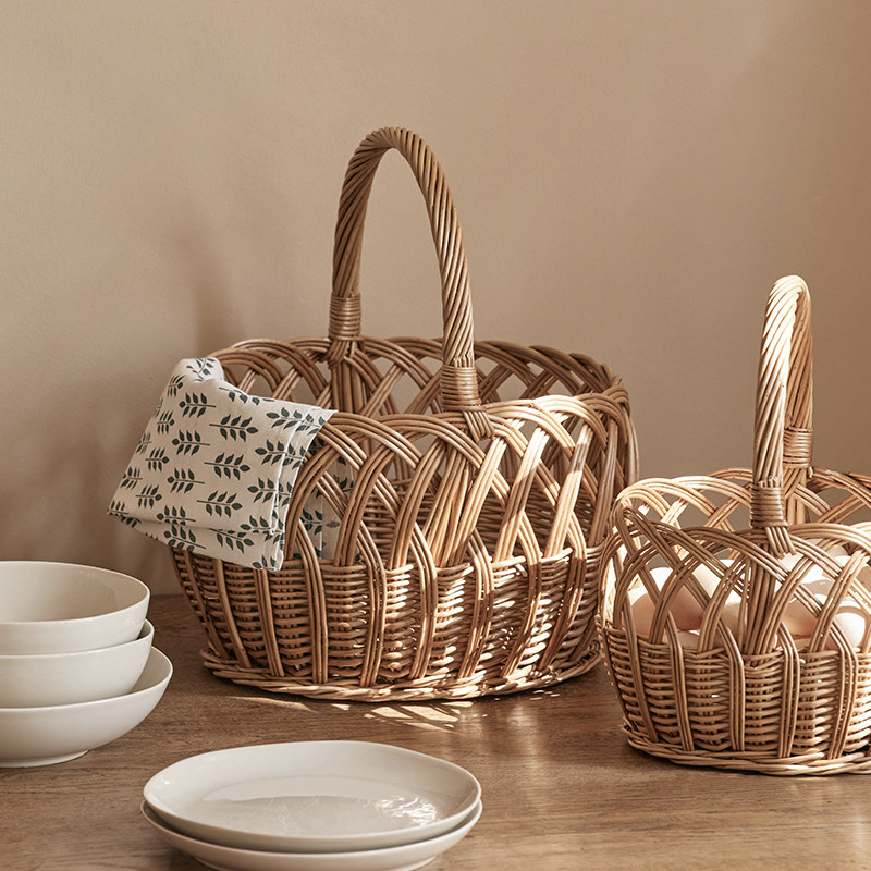 日式柳编手提篮储物筐野餐篮鸡蛋水果篮子花篮收纳筐藤编收纳篮,收纳整理,其他收纳篮,淘宝优惠券,粉丝福利购,淘宝优惠卷