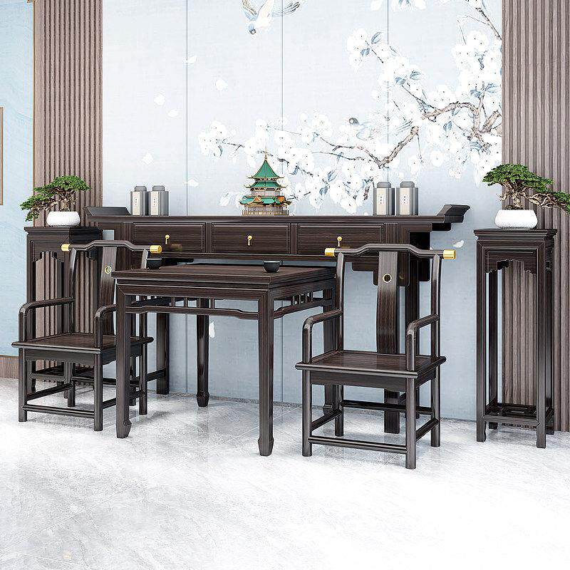 新中式中堂六件套全实木条案堂屋供奉桌佛台简约翘头桌神台八仙桌