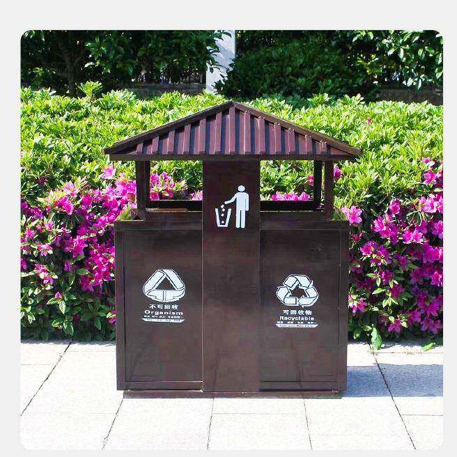 户外垃圾桶古典果皮箱古镇景区垃圾箱商用大号镀锌不锈钢圆筒圆桶