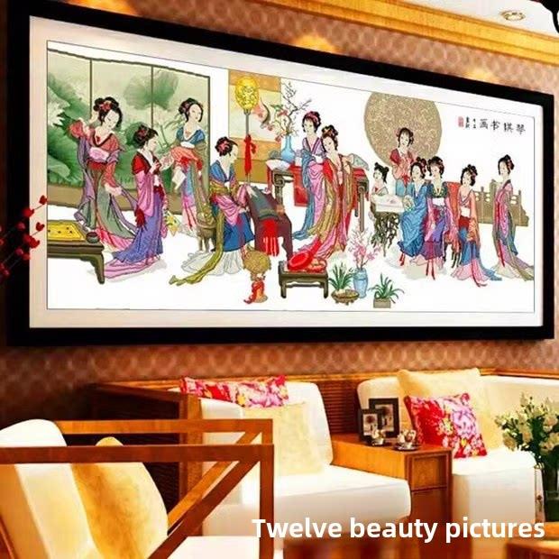 采购产品十字绣成品,纯手工钢琴,象棋,书画,红楼阁,十二金簪
