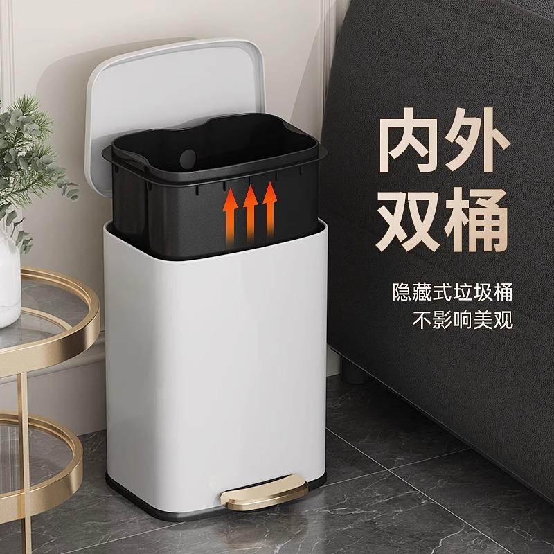 脚式不锈钢垃圾桶大量厨房公家踏用HZT宽口18L酒店共卫生间带容盖