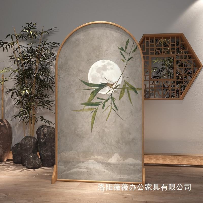 新中式禅意屏风隔断客厅现代简约入户门玄关家用酒店遮挡木质座屏