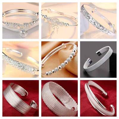 Wholesale Fine 925 Sterling Silver Bangles Bracelet Charms H