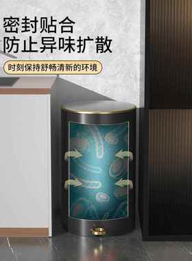 锈钢垃圾桶家卫生间厨房客lpum6876厅脚踩脚用踏式不盖带厕所大容
