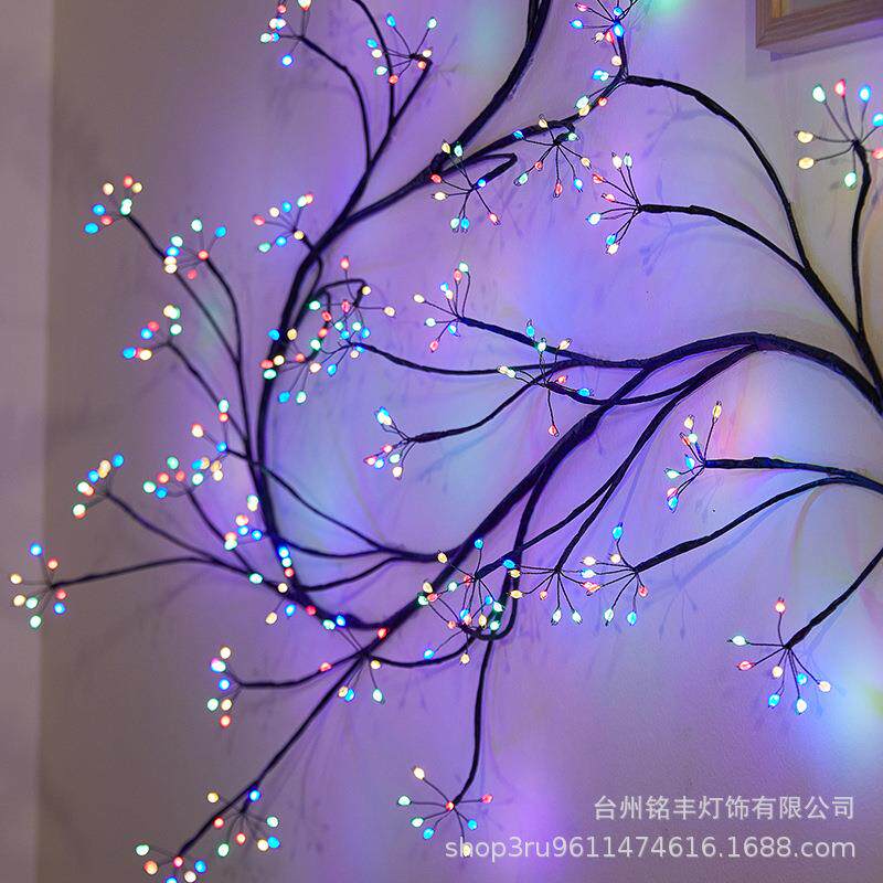 LED藤条灯2835大灯珠铜线爆炸花造型彩灯房间墙面节日装饰仿真树