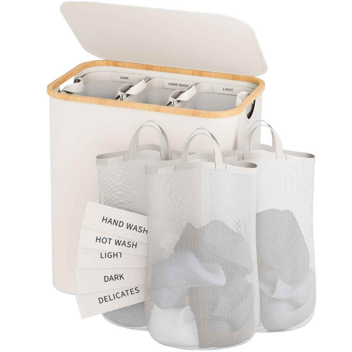 超ITA大容量折可分叠分类标脏衣篮竹收纳楠筐区带盖脏衣篓爆款