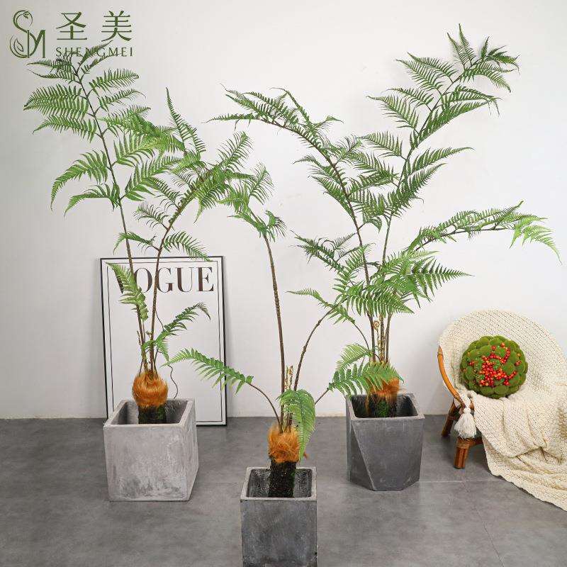 仿真树猴头蕨金丝猴蕨绿植植物盆栽禅意造景装饰室内落地摆件