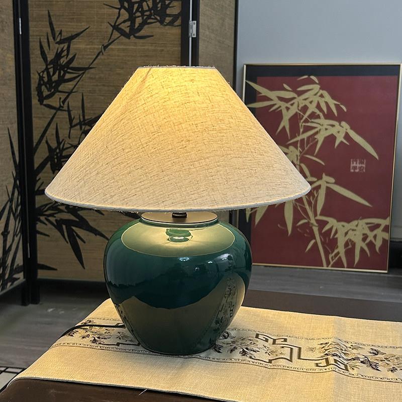 侘寂风台灯陶罐摆件新中式陶瓷台灯客厅卧室酒店床头怀旧民宿灯具