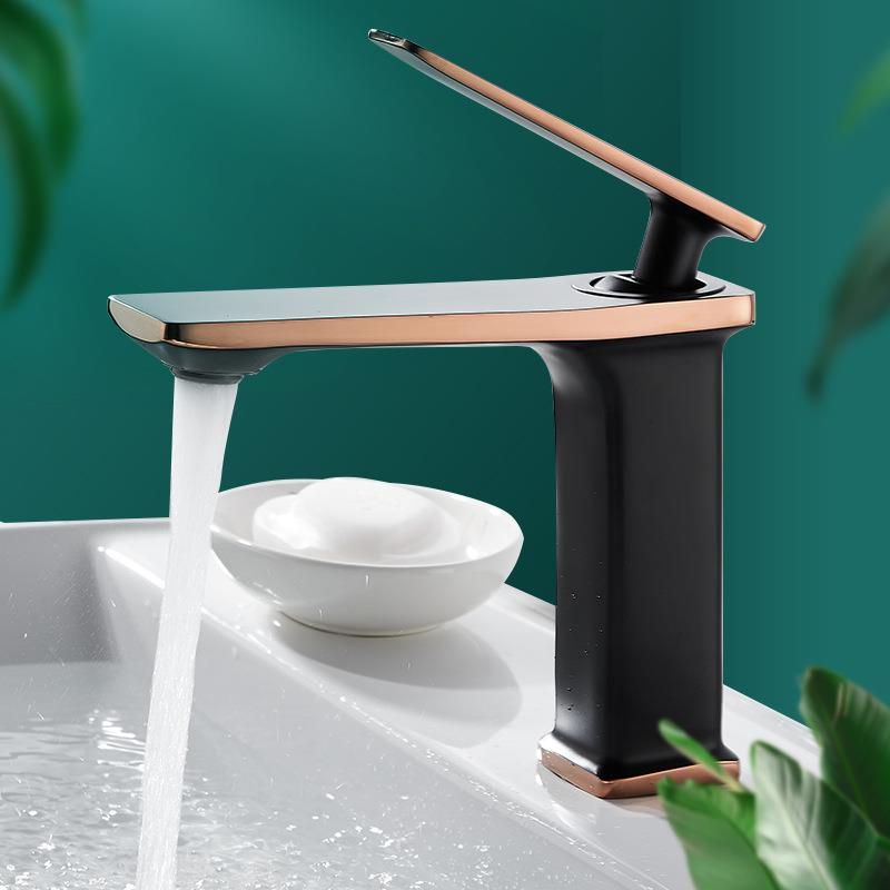 新款直销欧式金色冷热水龙头家用卫生间黄铜台上盆洗脸盆面盆龙头
