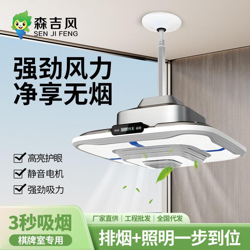 麻将灯棋牌室空气吸烟净化器遥控自动升降吊灯智能家居抽烟净化灯