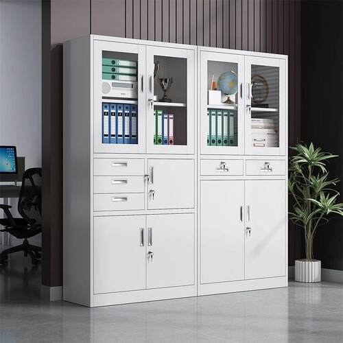 办公室铁皮文件柜钢制档案资料柜财务凭证柜带锁抽屉矮柜储物书柜