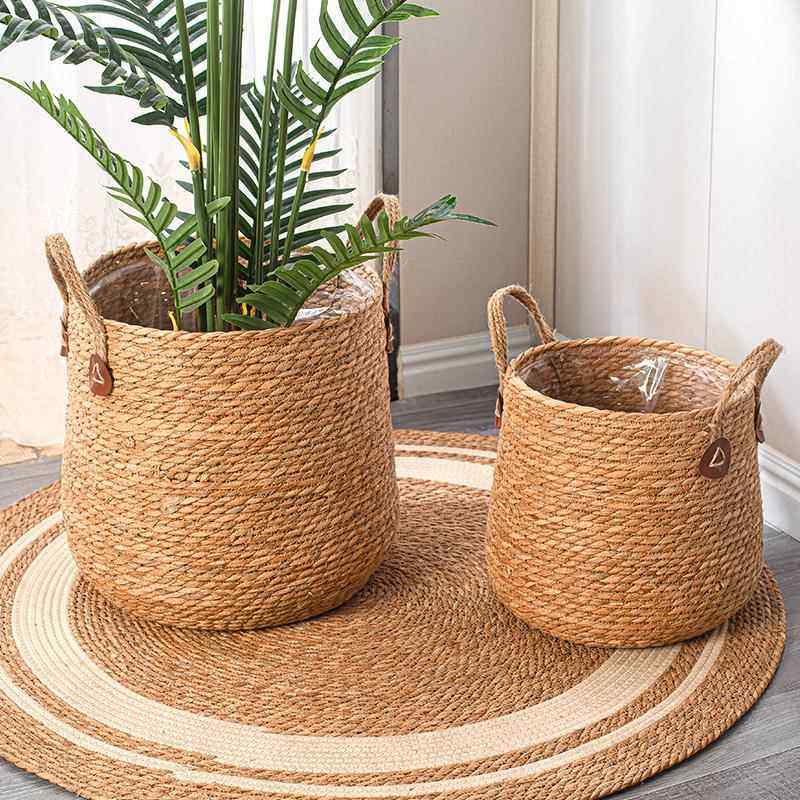 北欧简约藤草篮编花盆编织花落地大盆套龟125背花芋植物装饰套,家居饰品,花盆,淘宝优惠券,粉丝福利购,淘宝优惠卷