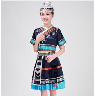 新款新款苗族服装演出苗族哈尼族族羌族土家族男服水舞女台表演服