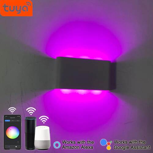 wall lamp跨境RGBW幻彩壁灯LED床头卧室酒吧创意长方形北欧简约灯