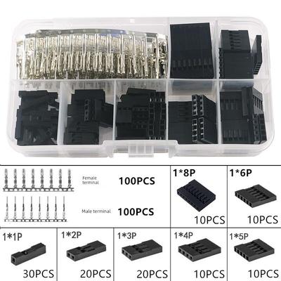 310Pcs 2.54mm杜邦跳线头连接器公母外壳与终端适配器套装盒