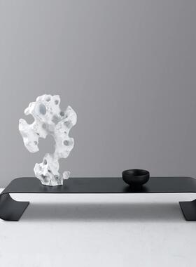 新中式创意太湖石假山艺术雕塑样板房玄关托盘摆件茶室禅意工艺品