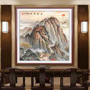 入户玄关五岳独尊泰山画靠山图客厅正方形装饰画有山无水画办公室
