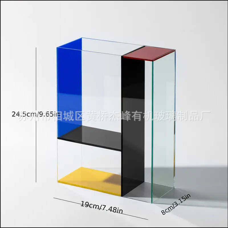 现代风格亚克力矩形艺术透明水晶花瓶，拥有多种颜色面板蒙德里安,家居饰品,花瓶,淘宝优惠券,粉丝福利购,淘宝优惠卷
